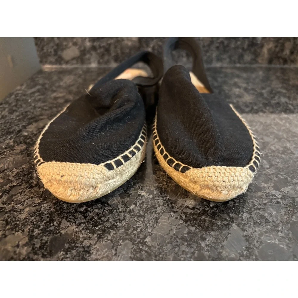J CREW Black Canvas Espadrilles Sling Back 9 Beach Summer‎
